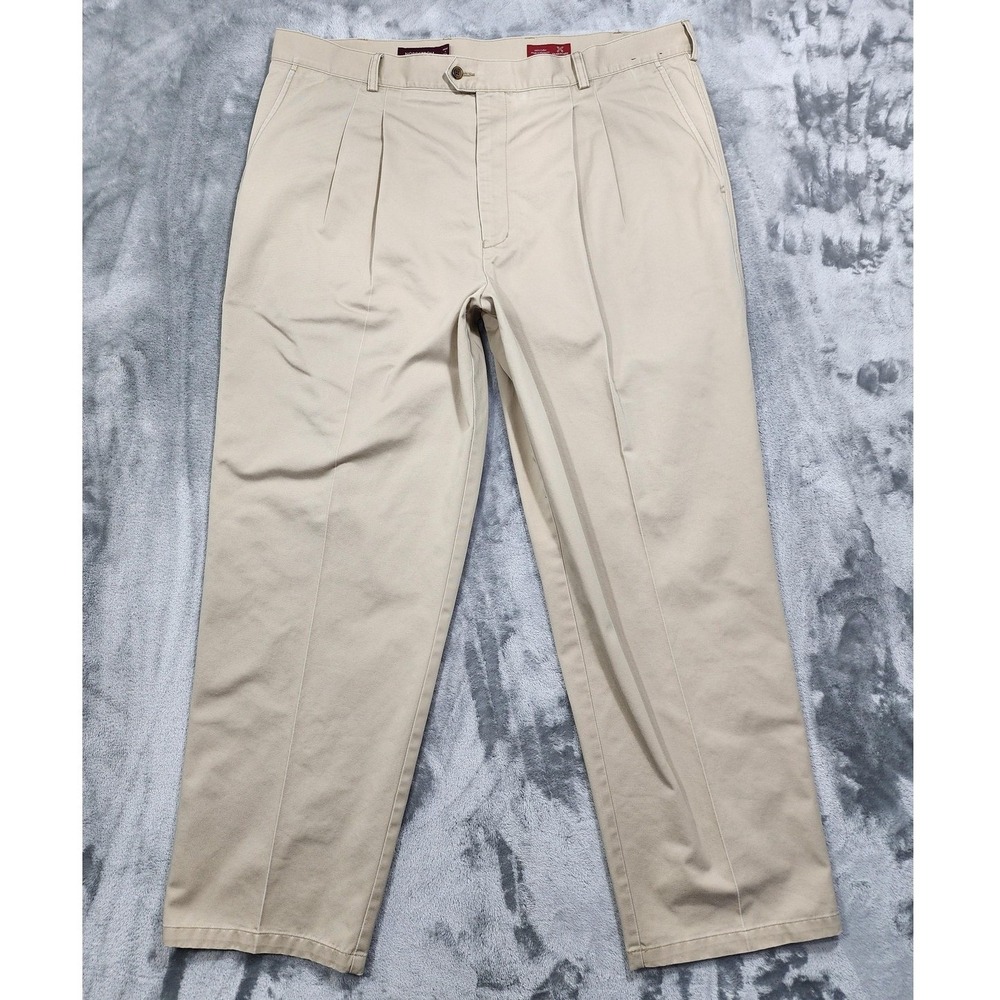 Nordstrom Pants Mens 44x32 Beige Smartcare Pleated Khakis Chino Straight Leg